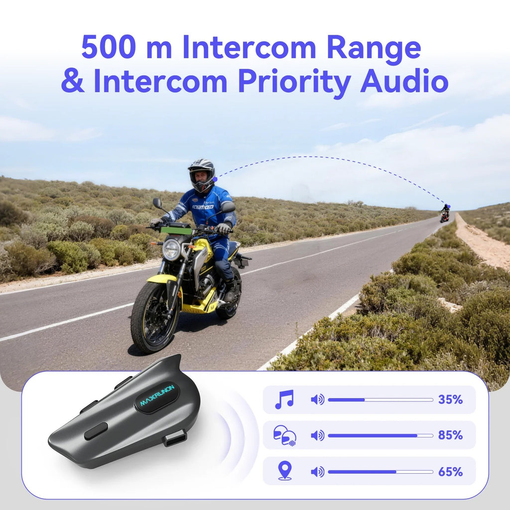 MaxRunon 2Y – Intercomunicador Bluetooth para Casco de Moto