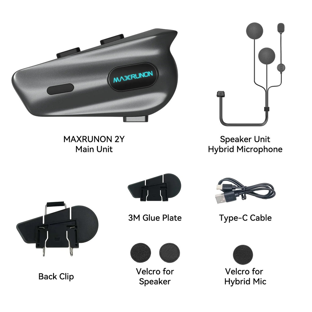 MaxRunon 2Y – Intercomunicador Bluetooth para Casco de Moto