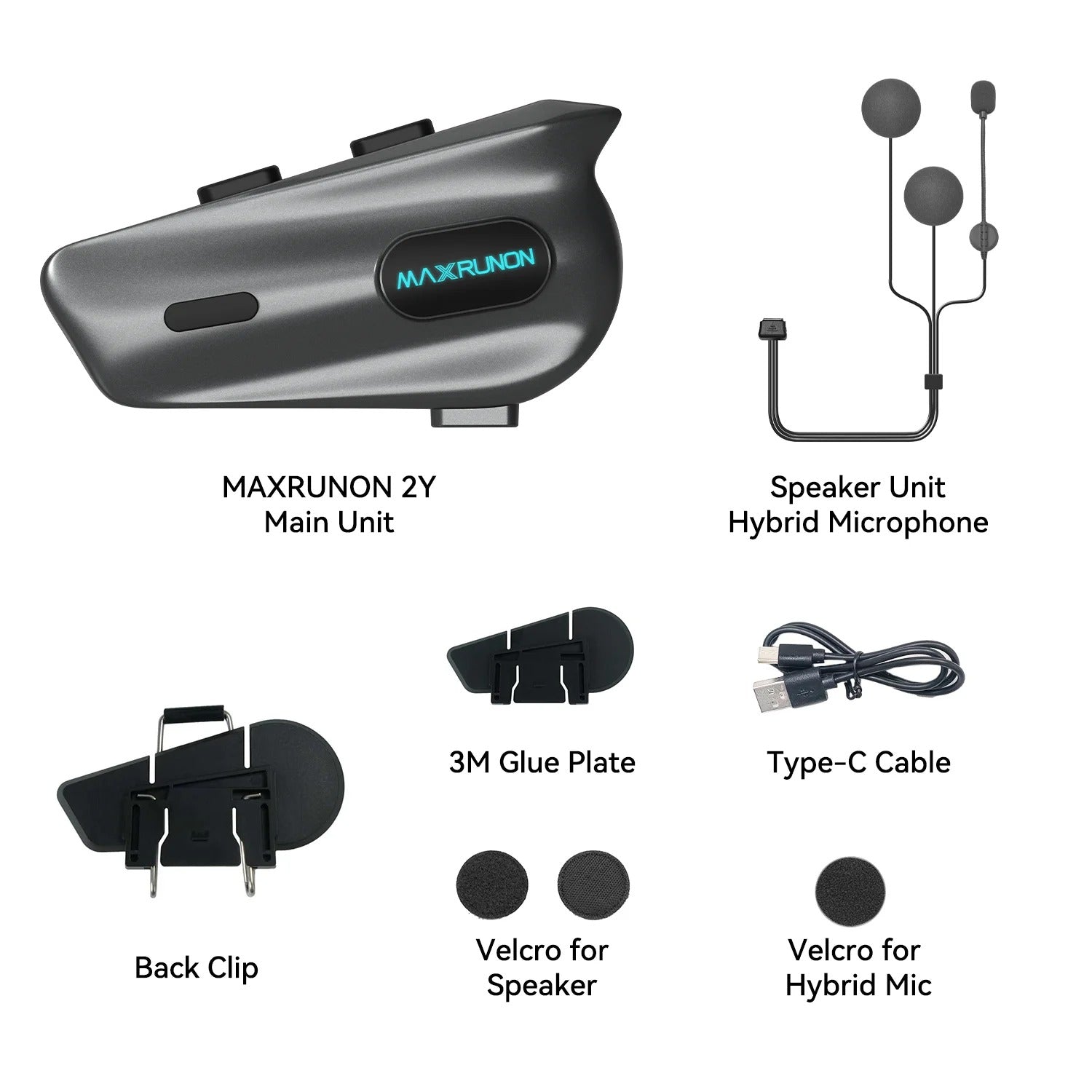 MaxRunon 2Y – Intercomunicador Bluetooth para Casco de Moto
